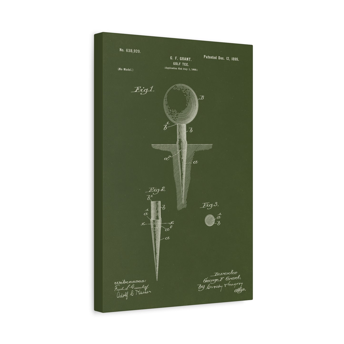 Golf Tee Patent Art Canvas Wall Art