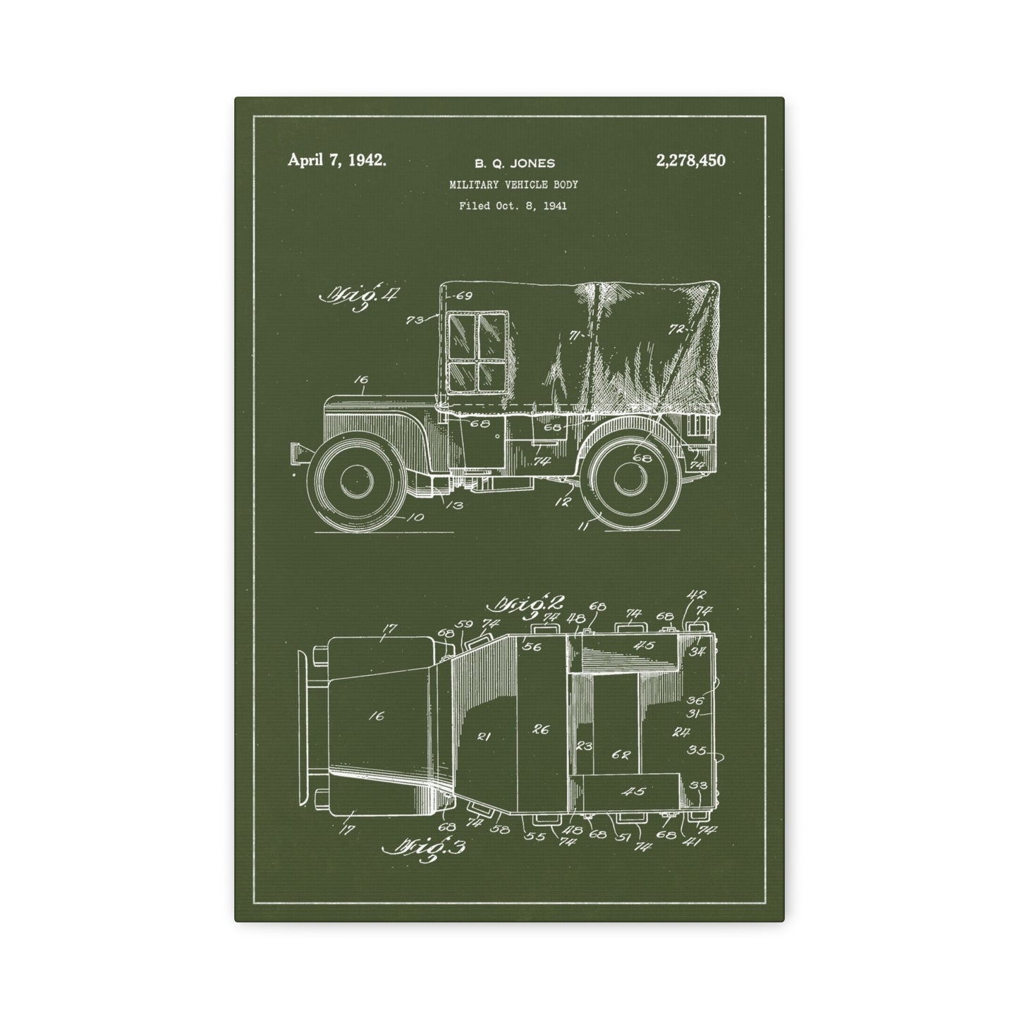 Willys Jeep Military Patent Canvas Wall Art