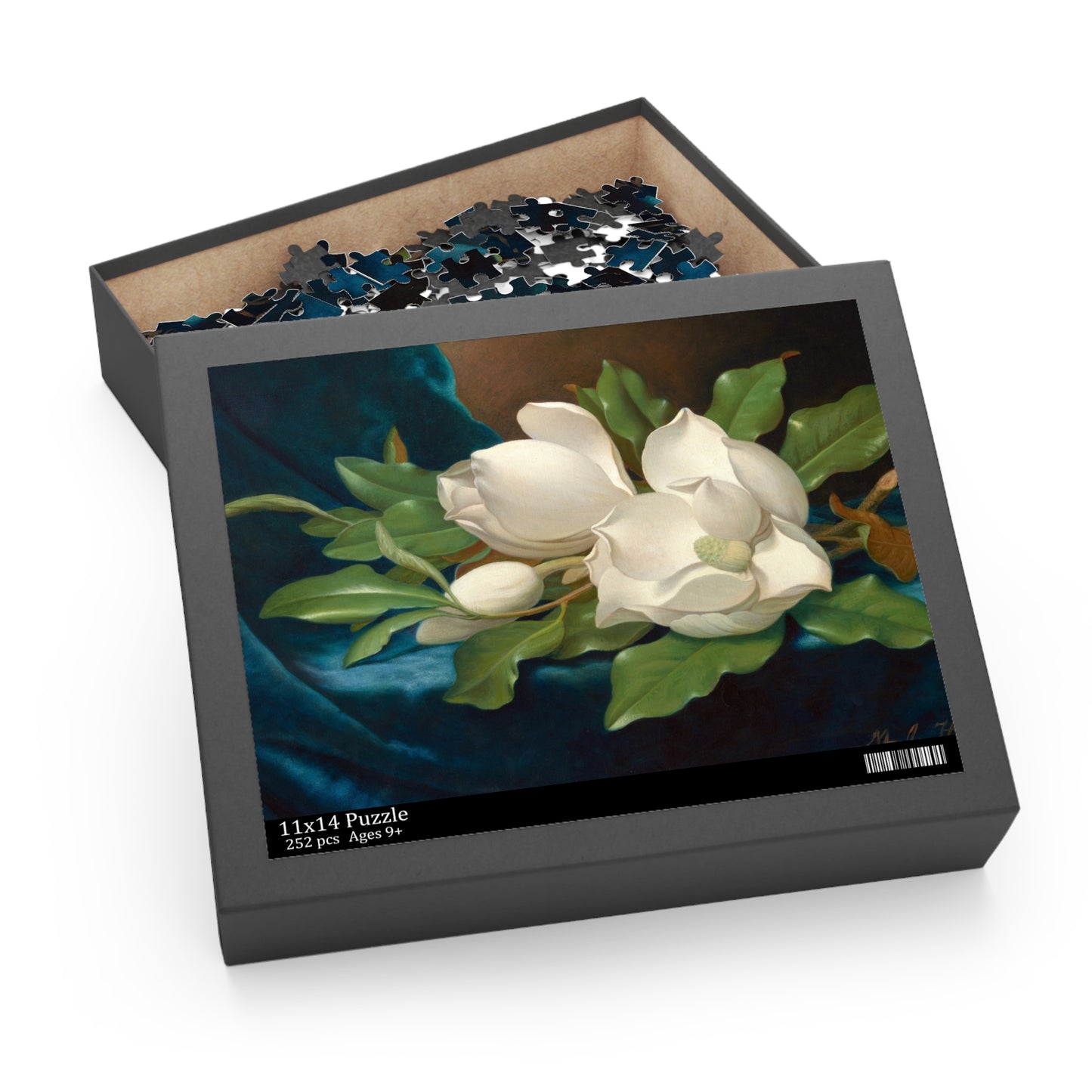 Giant Magnolias on a Blue Velvet Cloth by Martin Johnson Heade Jigsaw Puzzle