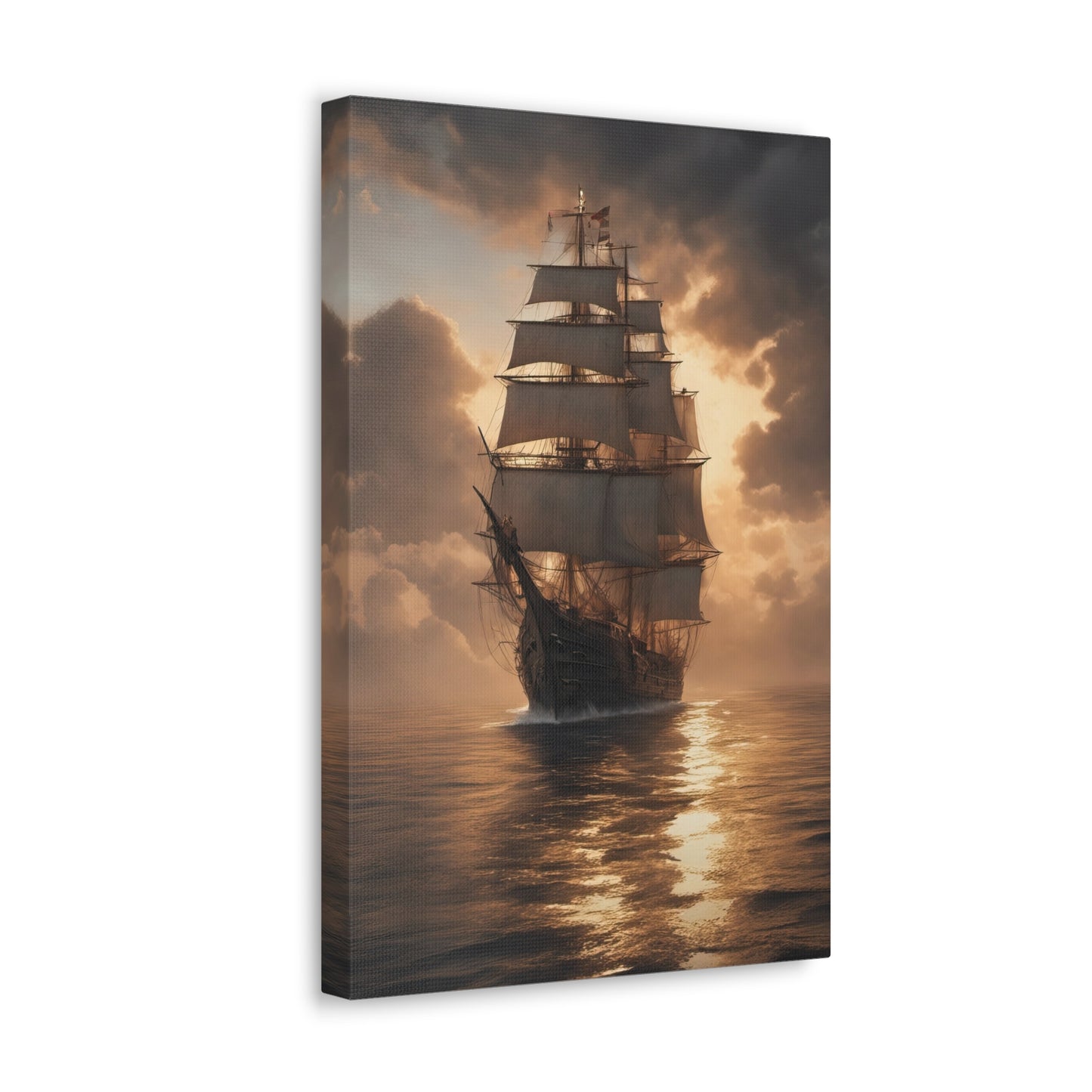 Vintage Sailing Ship at Sunset Photograph II Canvas Print