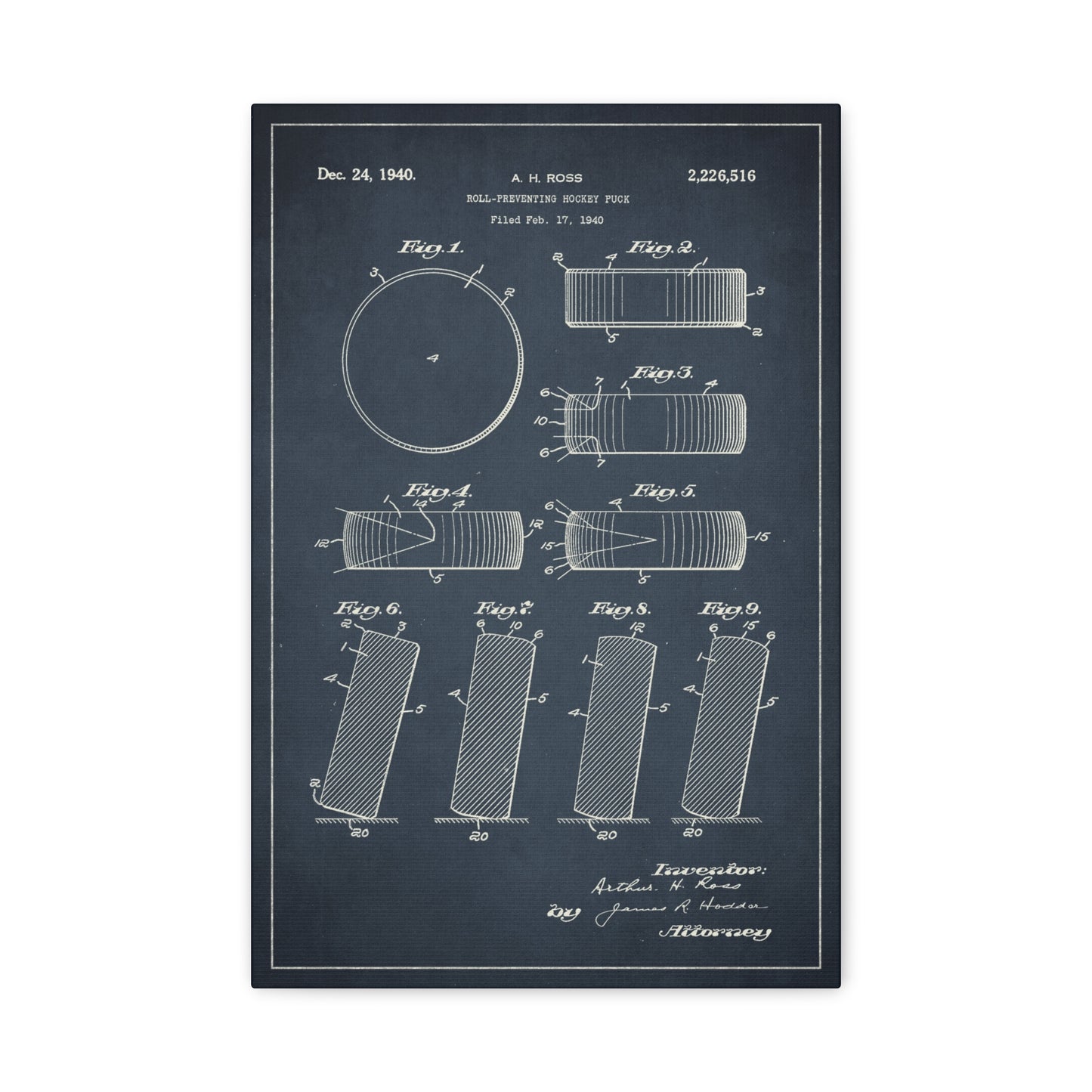 Hockey Puck Patent Canvas Wall Art