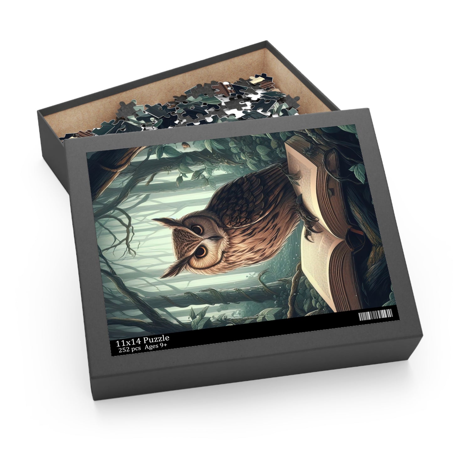 Owl Standing on an Open Book in The Forest Jigsaw Puzzle