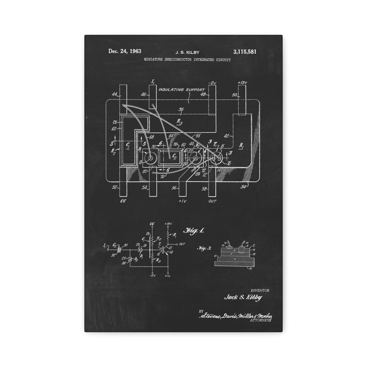 Integrated Circuit Technology Patent Canvas Wall Art
