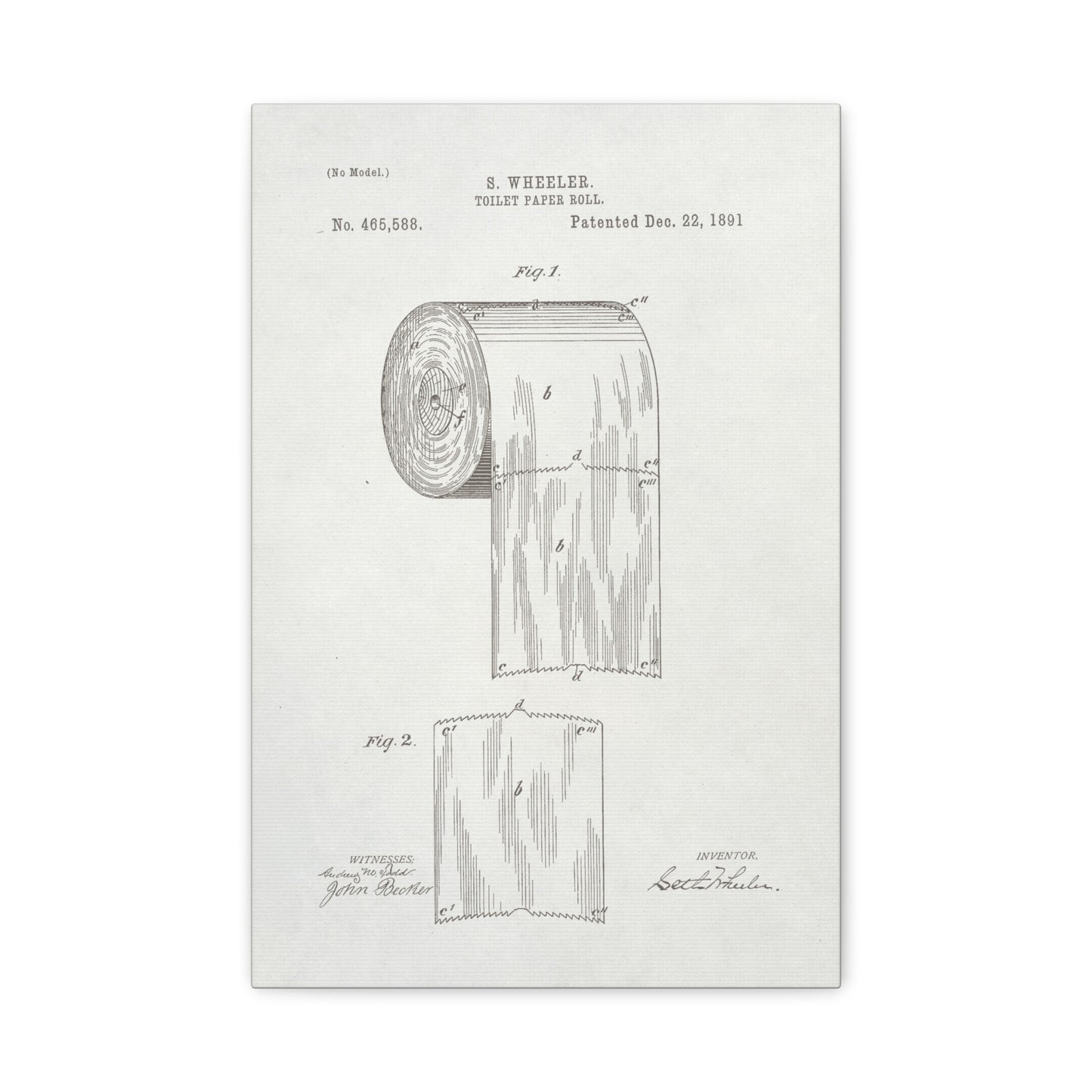 Toilet Paper Vintage Patent Bathroom Canvas Wall Art