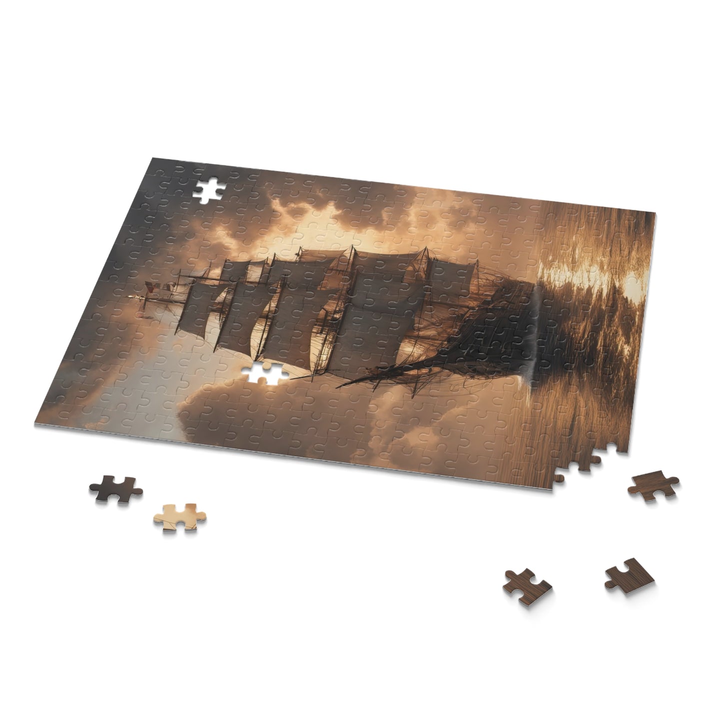 Vintage Sailing Ship at Sunset Photograph II Jigsaw Puzzle