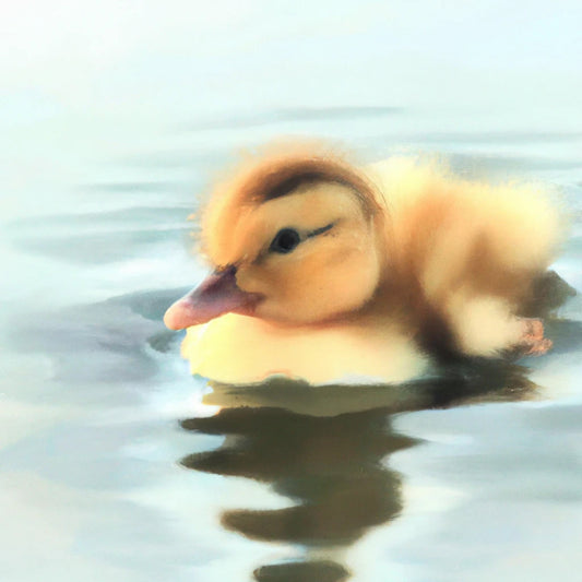 Duckling Swimming on A Pond I Art Print