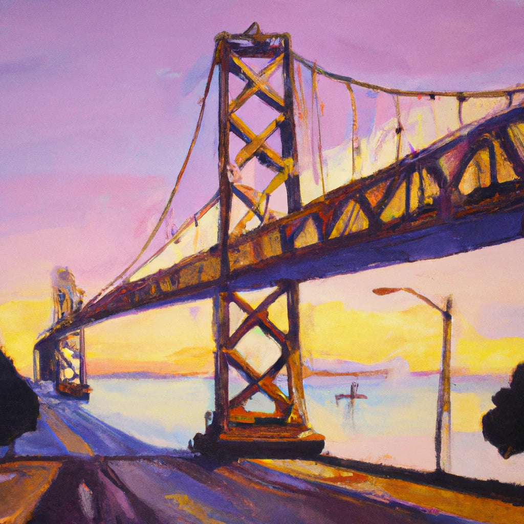 San Francisco Bay Bridge Gouache Painting Art Print