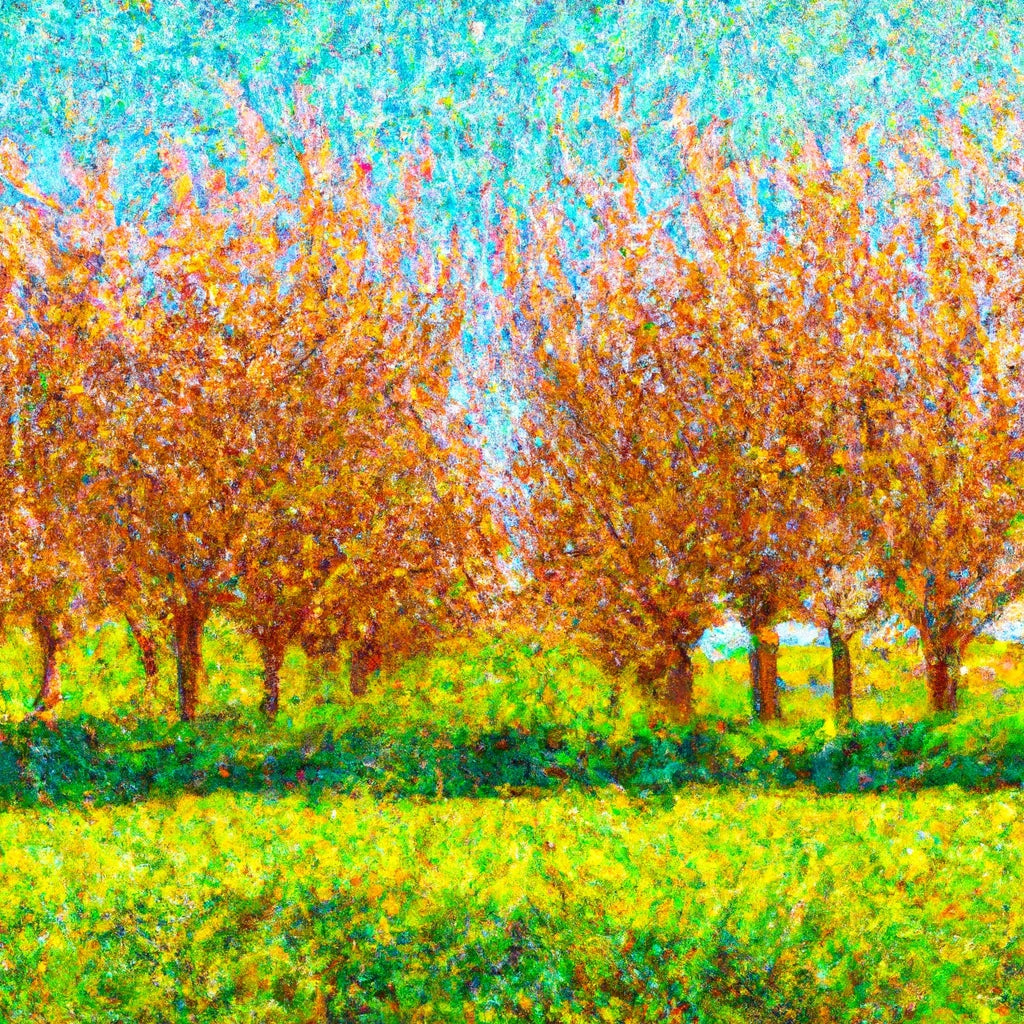 Row of Cherry Trees Painting Art Print