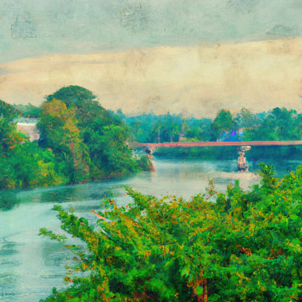 Scenic Landscape Painting of Trees and a River Art Print