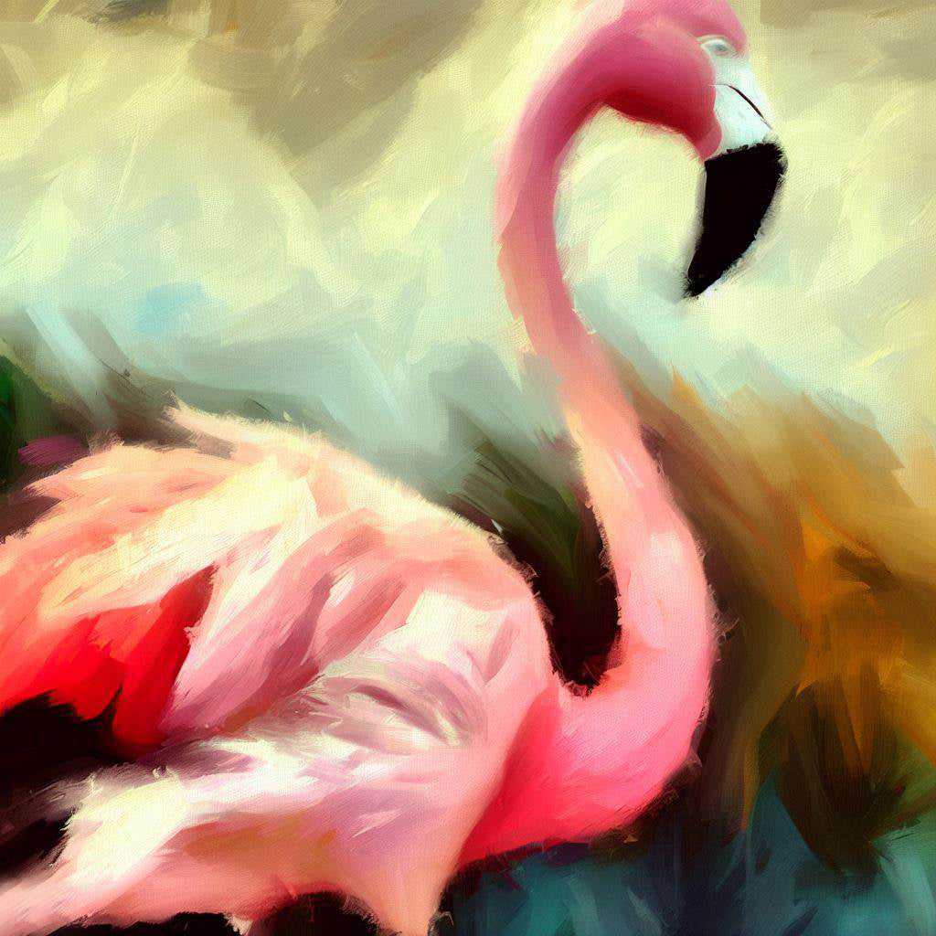 Pink Flamingo Profile Oil Painting I Art Print