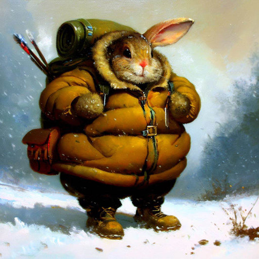 Fat Rabbit Goes Camping in The Snow III Art Print
