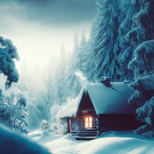 Cabin in The Snow Digital Painting II Art Print