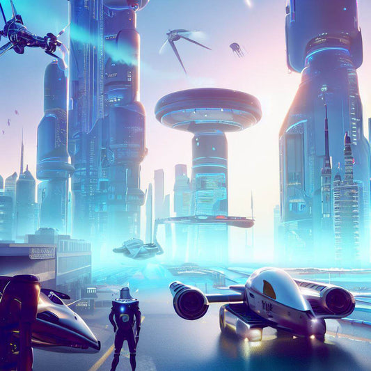 Futuristic City with Spacecraft Digital Art II Art Print