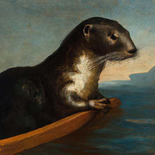 Contemplative Otter Oil Painting I Art Print