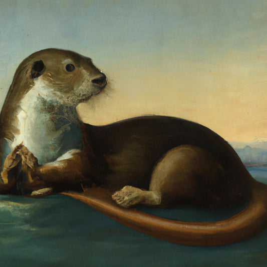 Contemplative Otter Oil Painting II Art Print