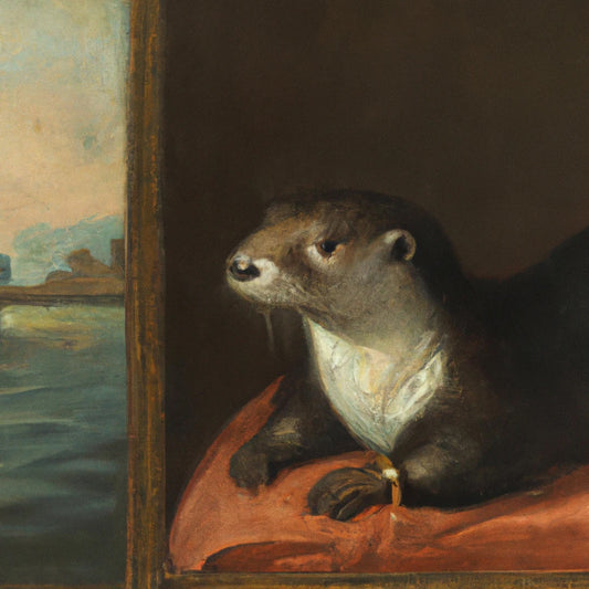 Contemplative Otter Oil Painting III Art Print