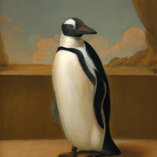 Penguin Portrait Oil Painting Art Print