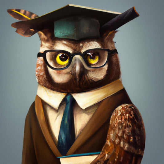 Professor Owl with Glasses II Anthropomorphic Art Art Print