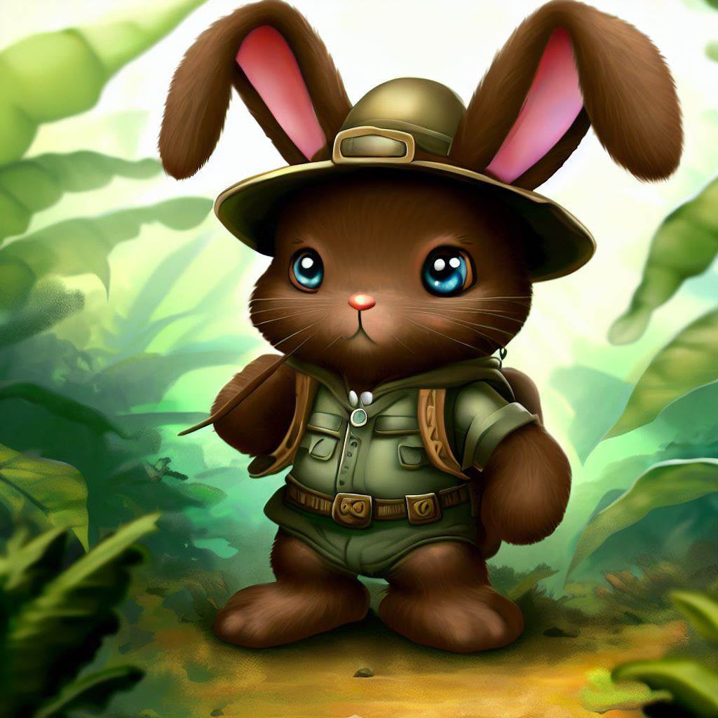 Brown Rabbit Dressed as Indiana Jones I Art Print