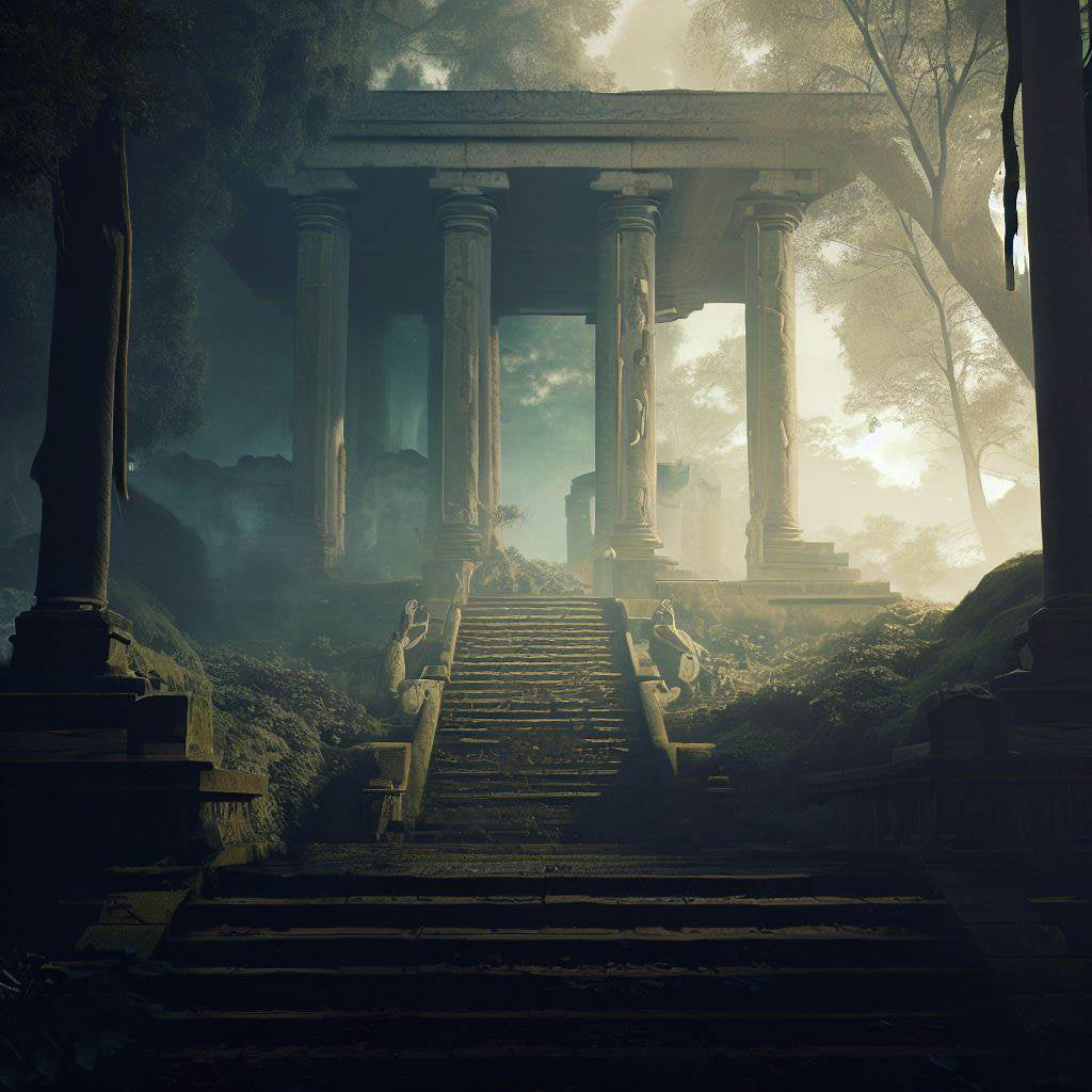 Cinematic Temple Ruins Digital Painting II Art Print