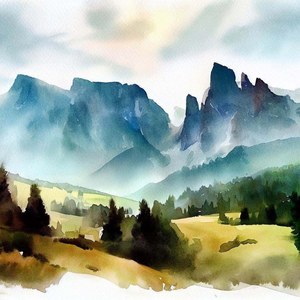 Path in The Dolomites Watercolor Painting II Art Print