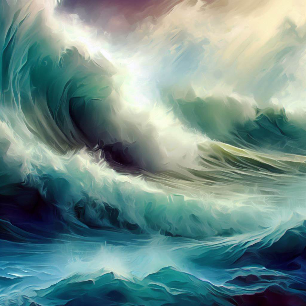 Breaking Waves Abstract Digital Painting Art Print
