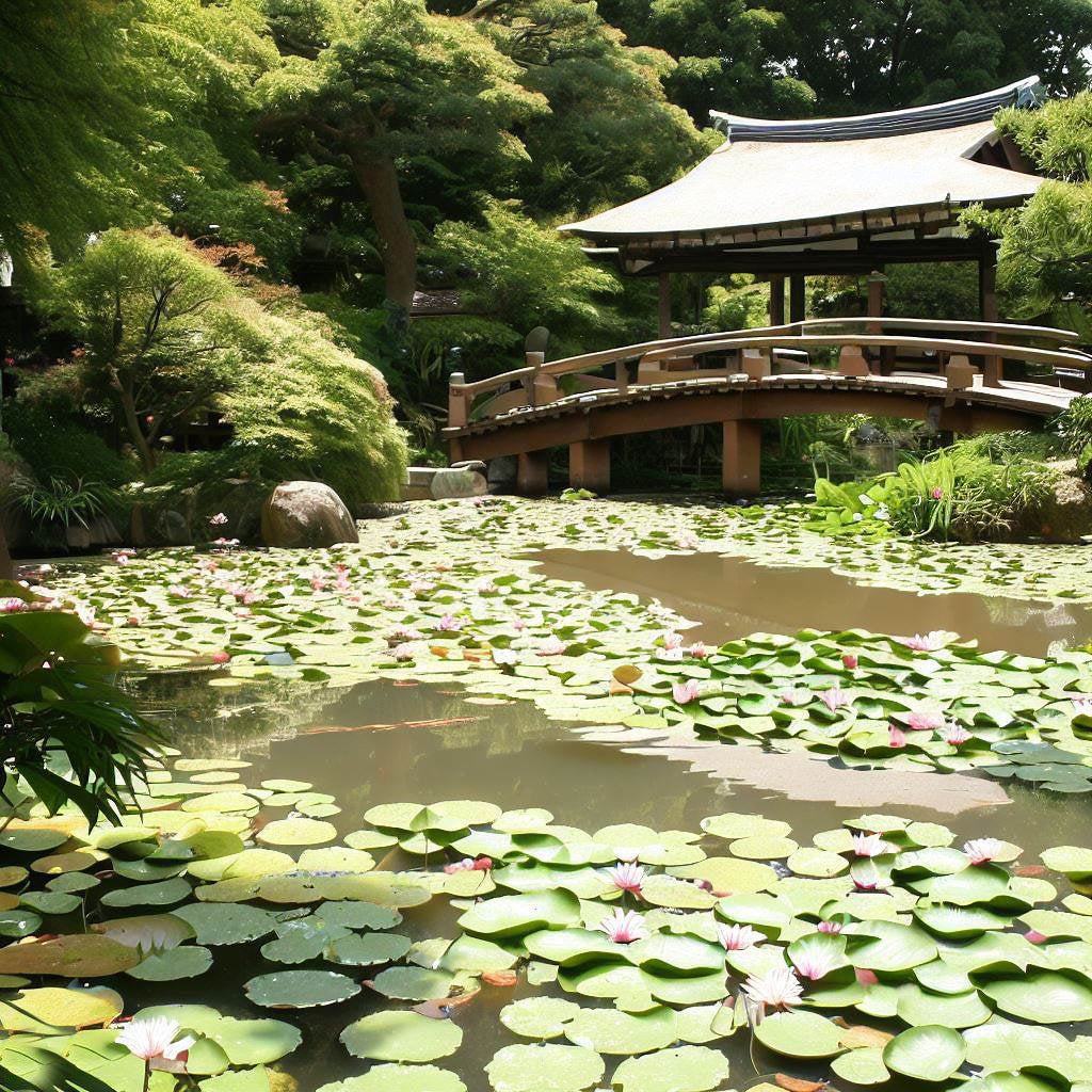 Japanese Garden with Lilypads II Art Print