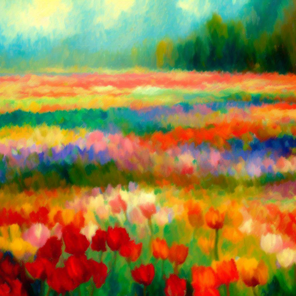 Tulip Fields Painting I Art Print
