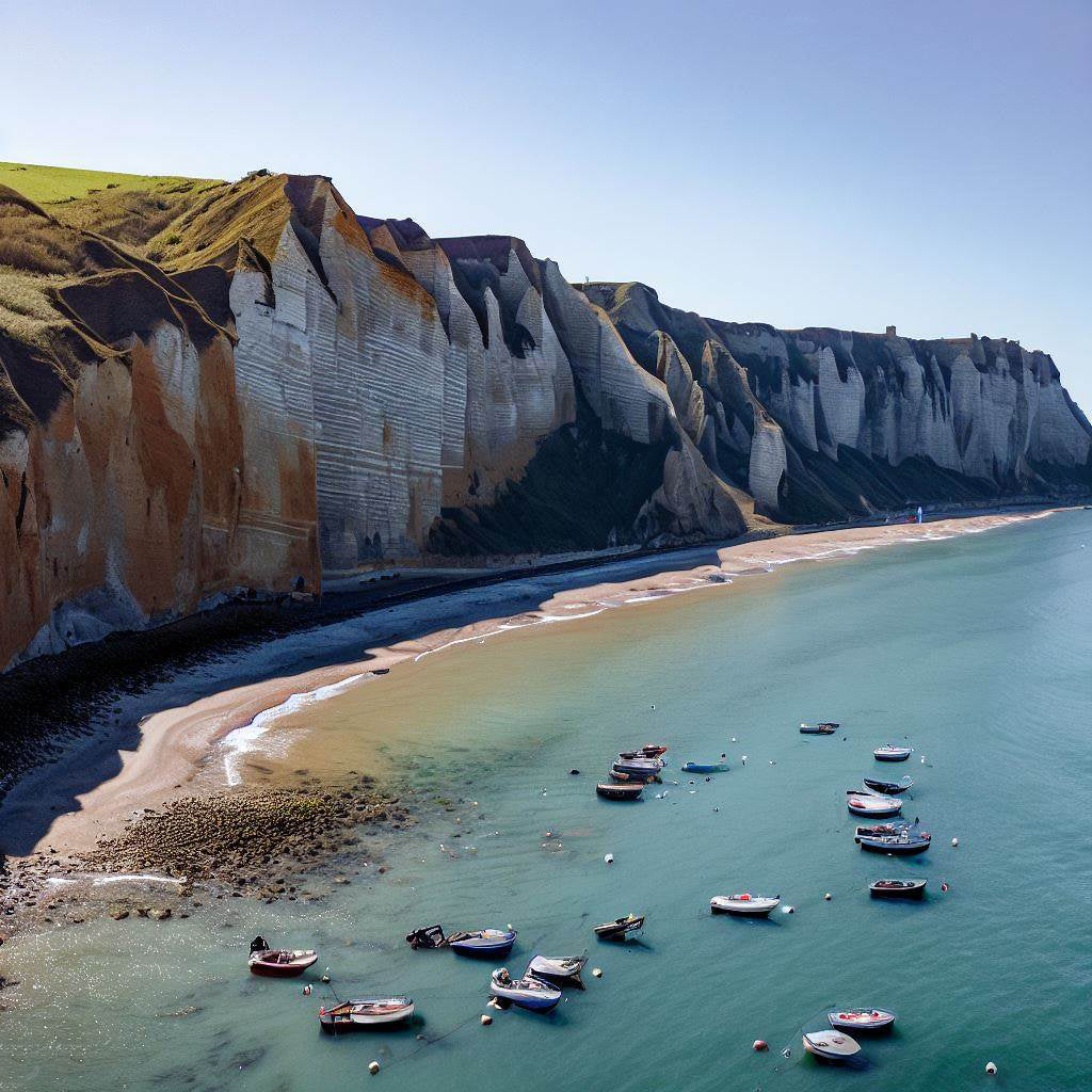 Boats Below The Pourville Cliffs II Art Print
