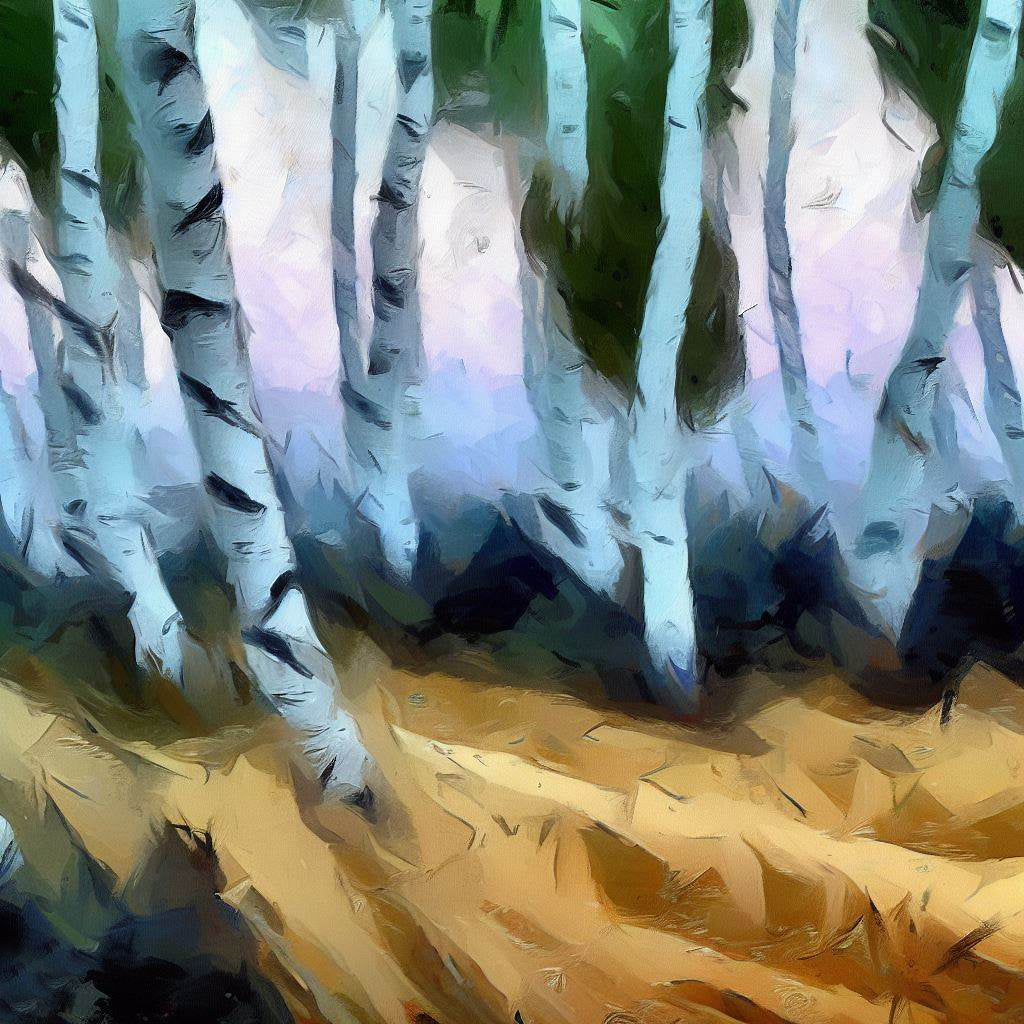 Birch Trees Abstract Digital Painting Art Print
