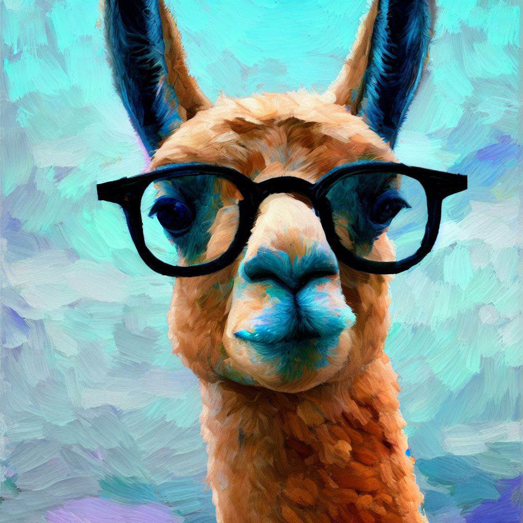 Llama with Glasses Painting Art Print