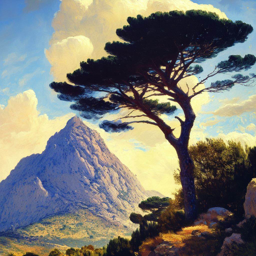 Mont Sainte Victoire with Large Tree Painting Art Print