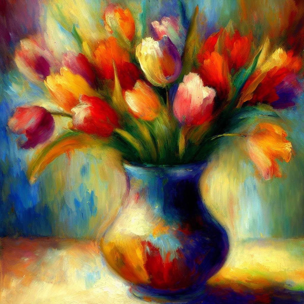 Vase of Tulips Painting Art Print