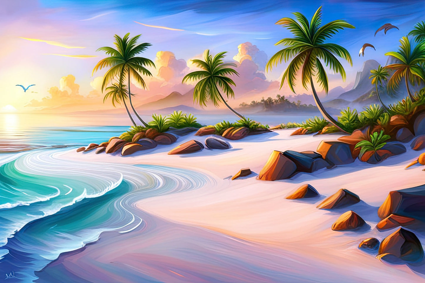 Beach Scene Digital Painting I Art Print