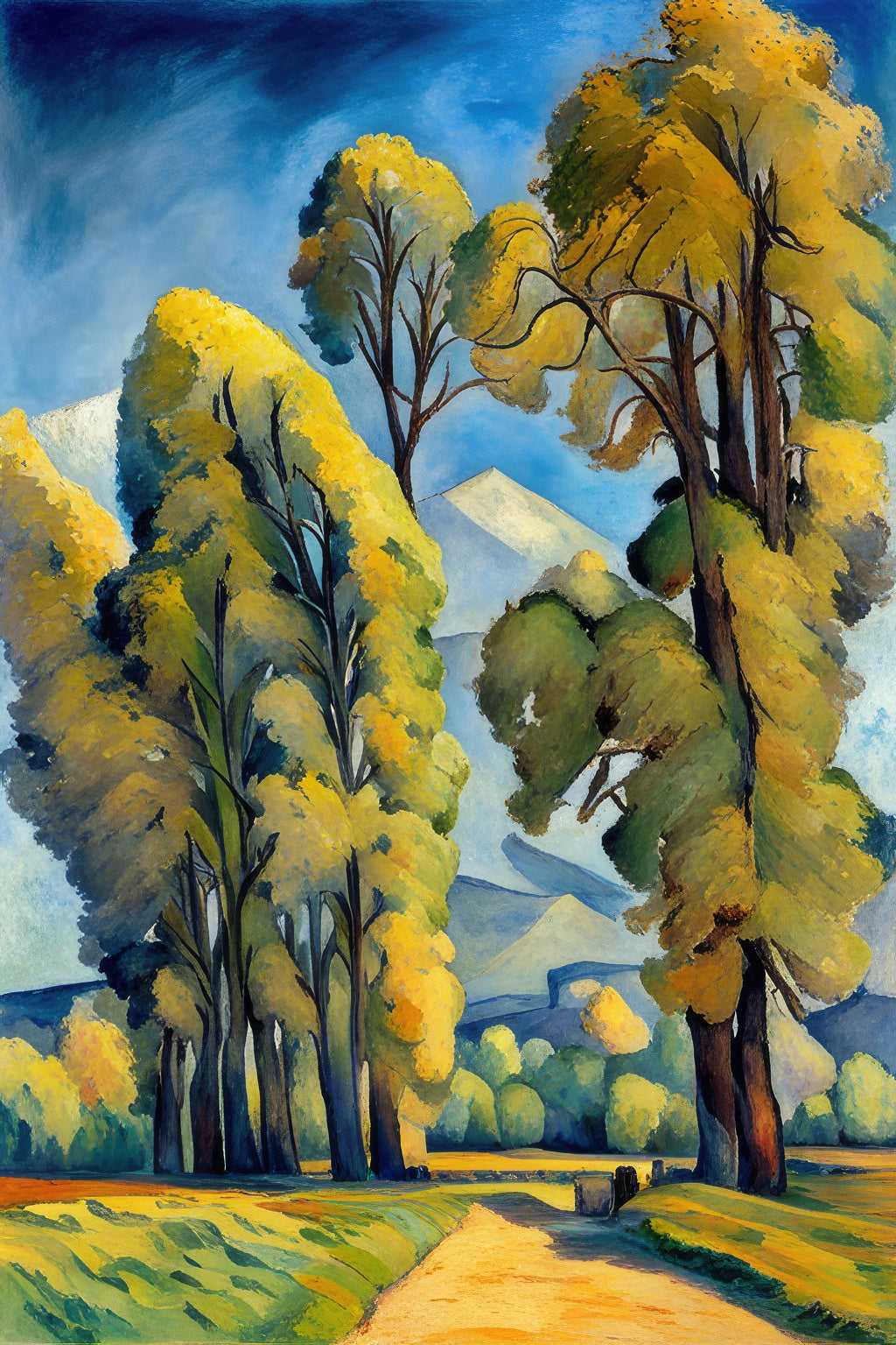 Poplar Landscape Painting Art Print