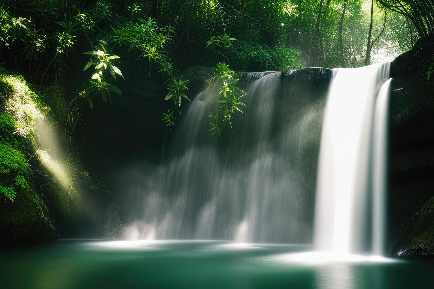 Waterfalls in A Lush Jungle Photograph II Art Print