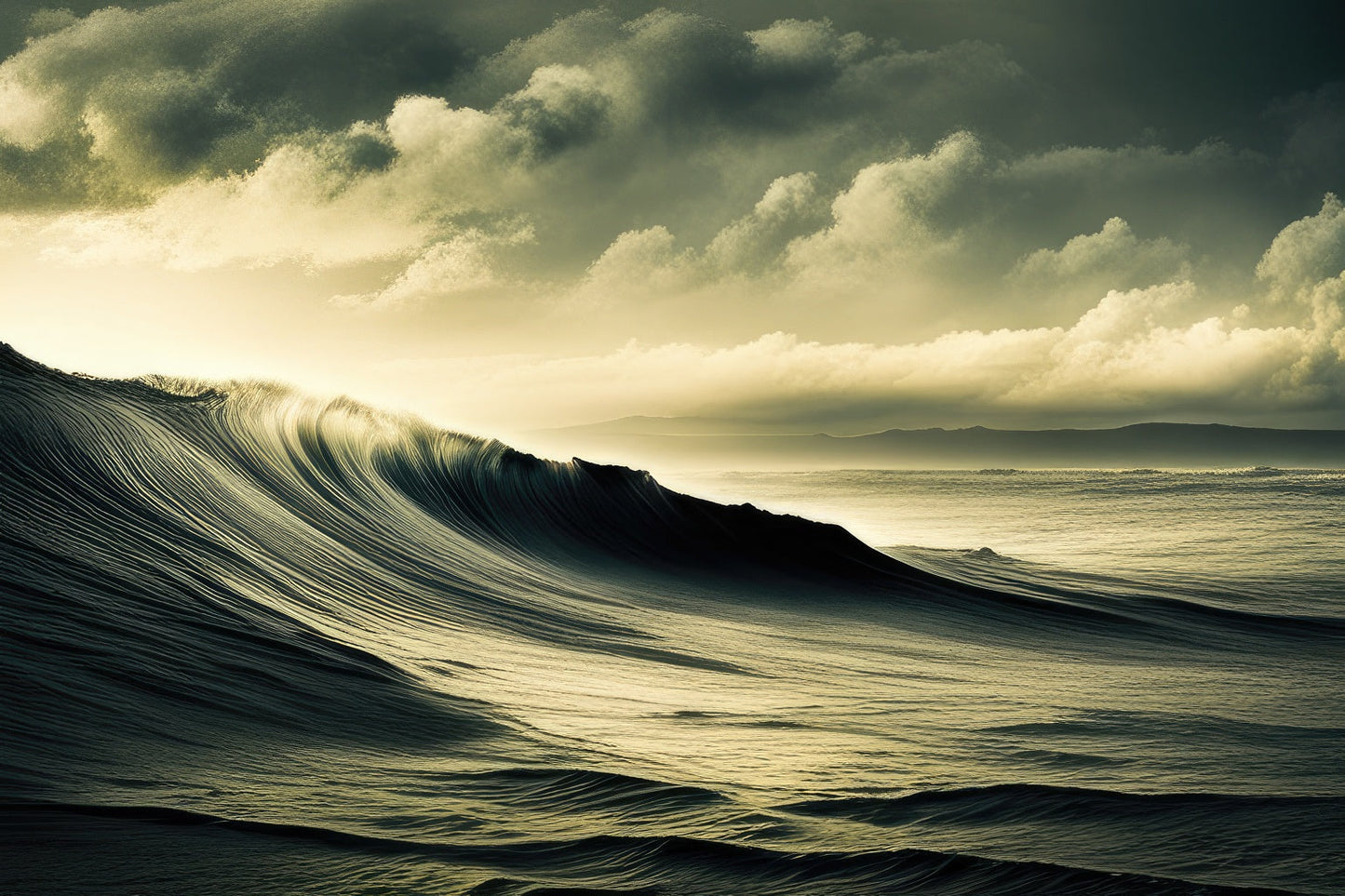Breaking Waves Sepia Photograph Art Print
