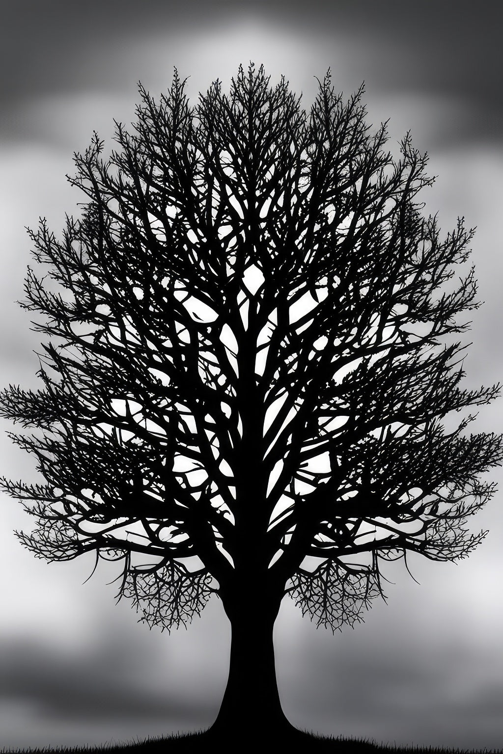 Tree Silhouette Black and White Photo Art Print