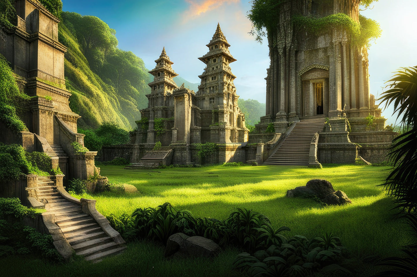 Mysterious Temple in The Jungle Digital Matte Painting Art Print