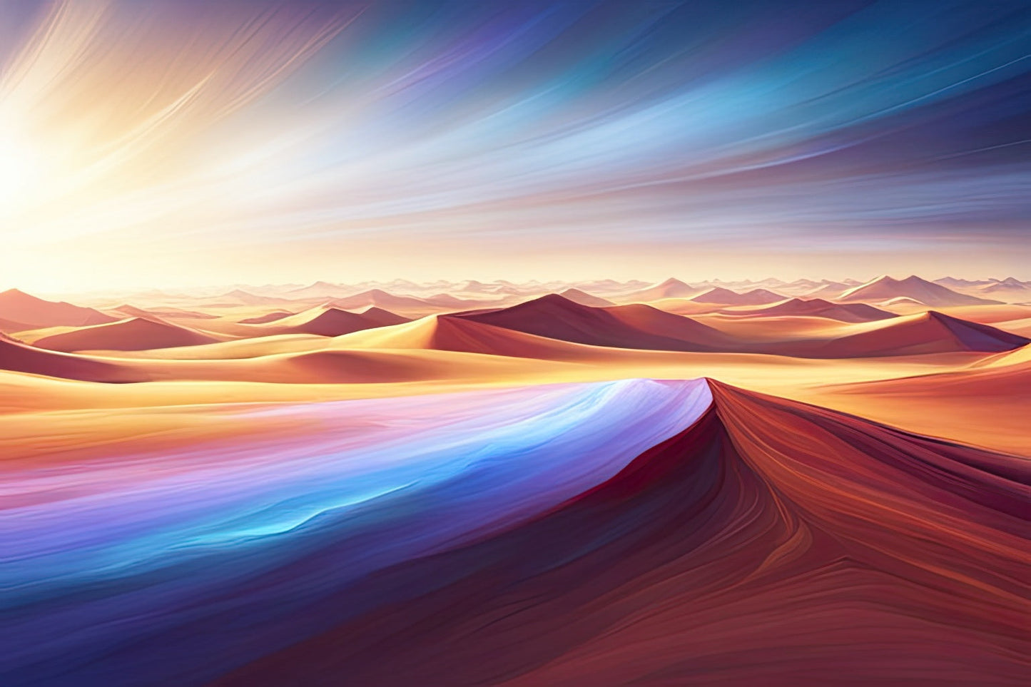 Vibrant Desert Landscape Digital Painting Art Print