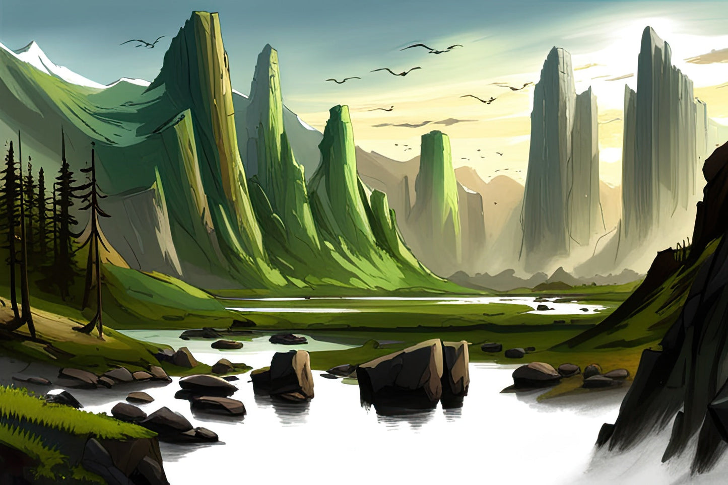 Landscape with Cliffs Concept Art Print