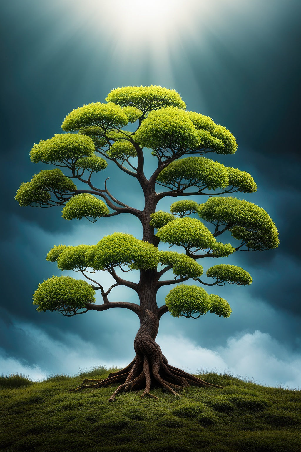 Single Fantasy Tree Digital Matte Painting Art Print