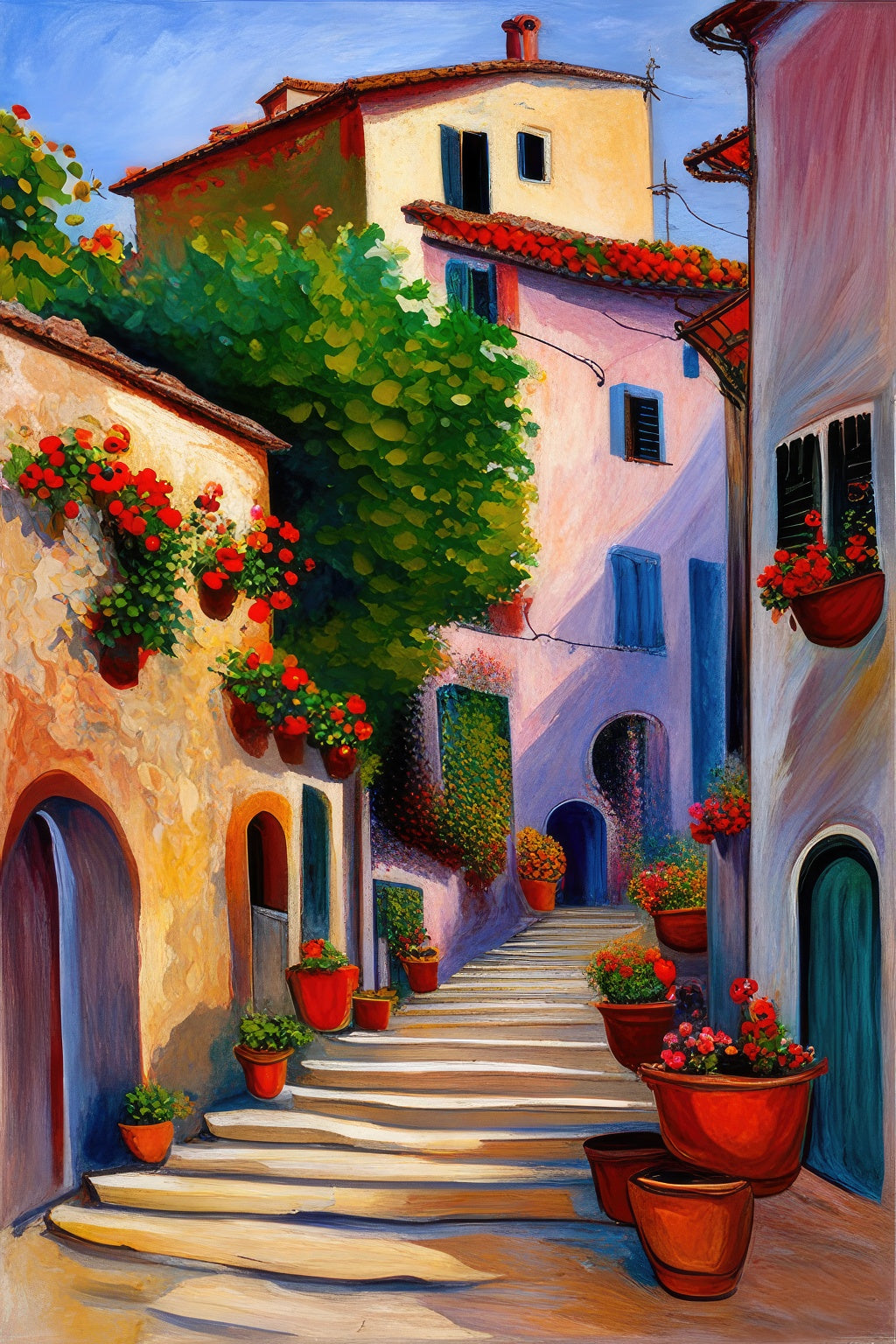 Tuscan Staircase in The Village Painting Art Print