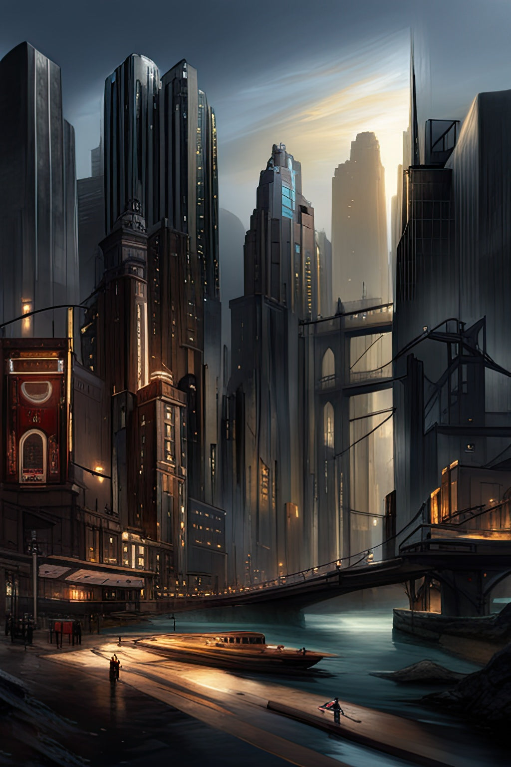 Dark Moody Cityscape Concept Art Print