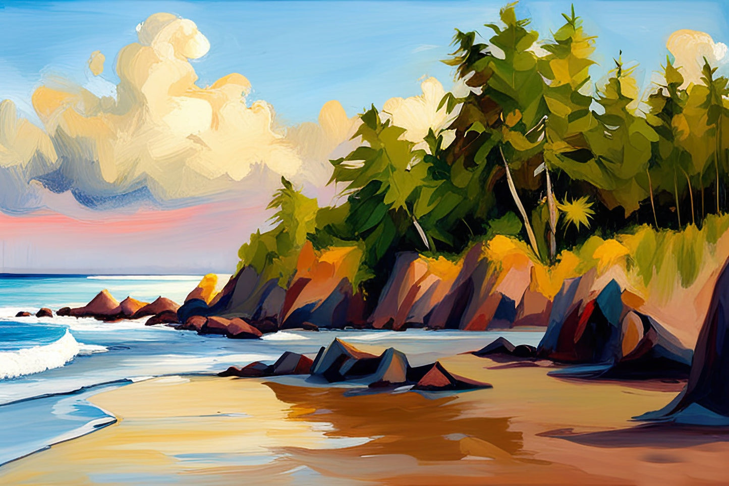 Teddy Bear Cove Acrylic Painting Art Print