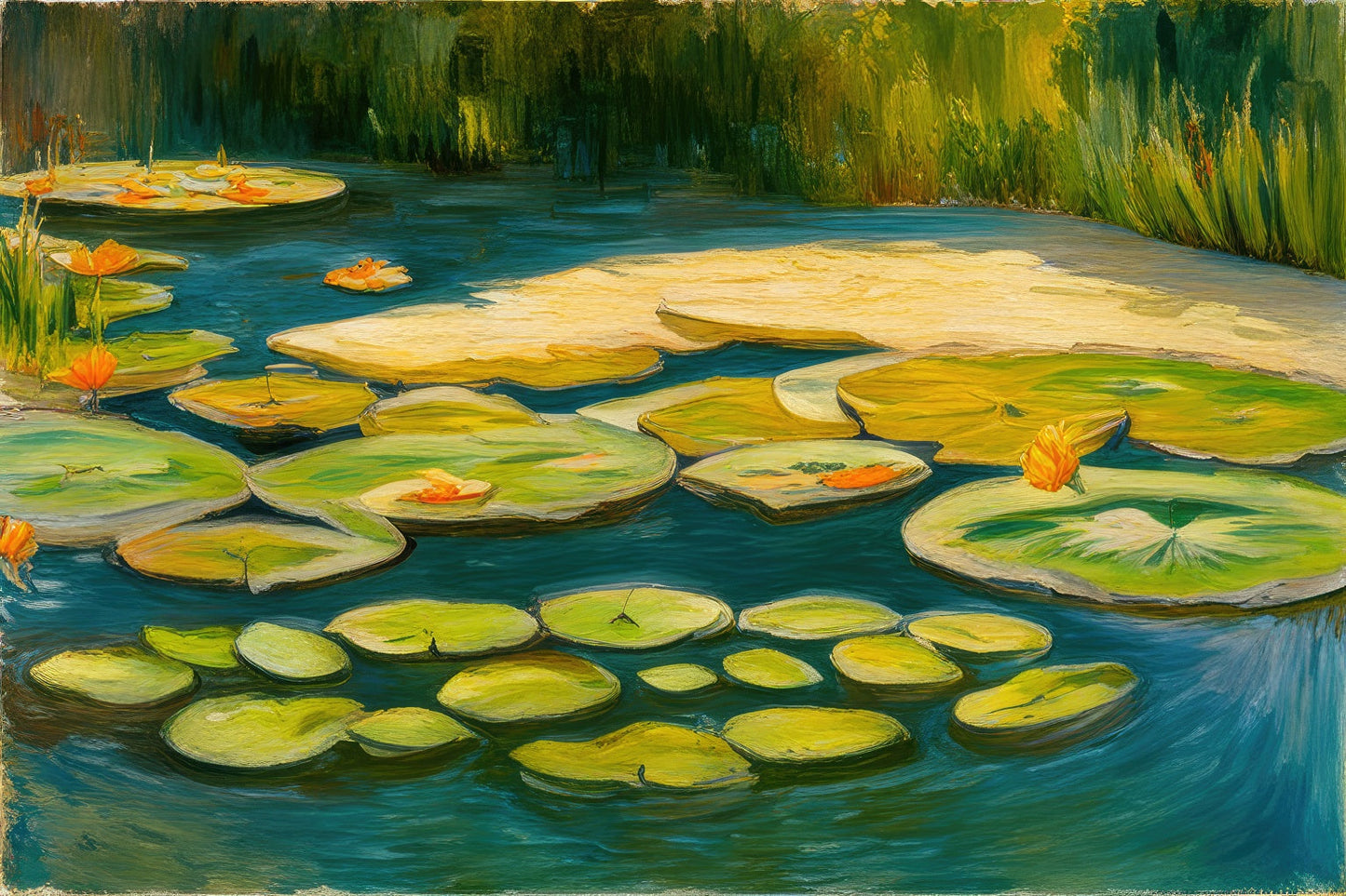 Lilypad's on A Pond Oil Painting Art Print