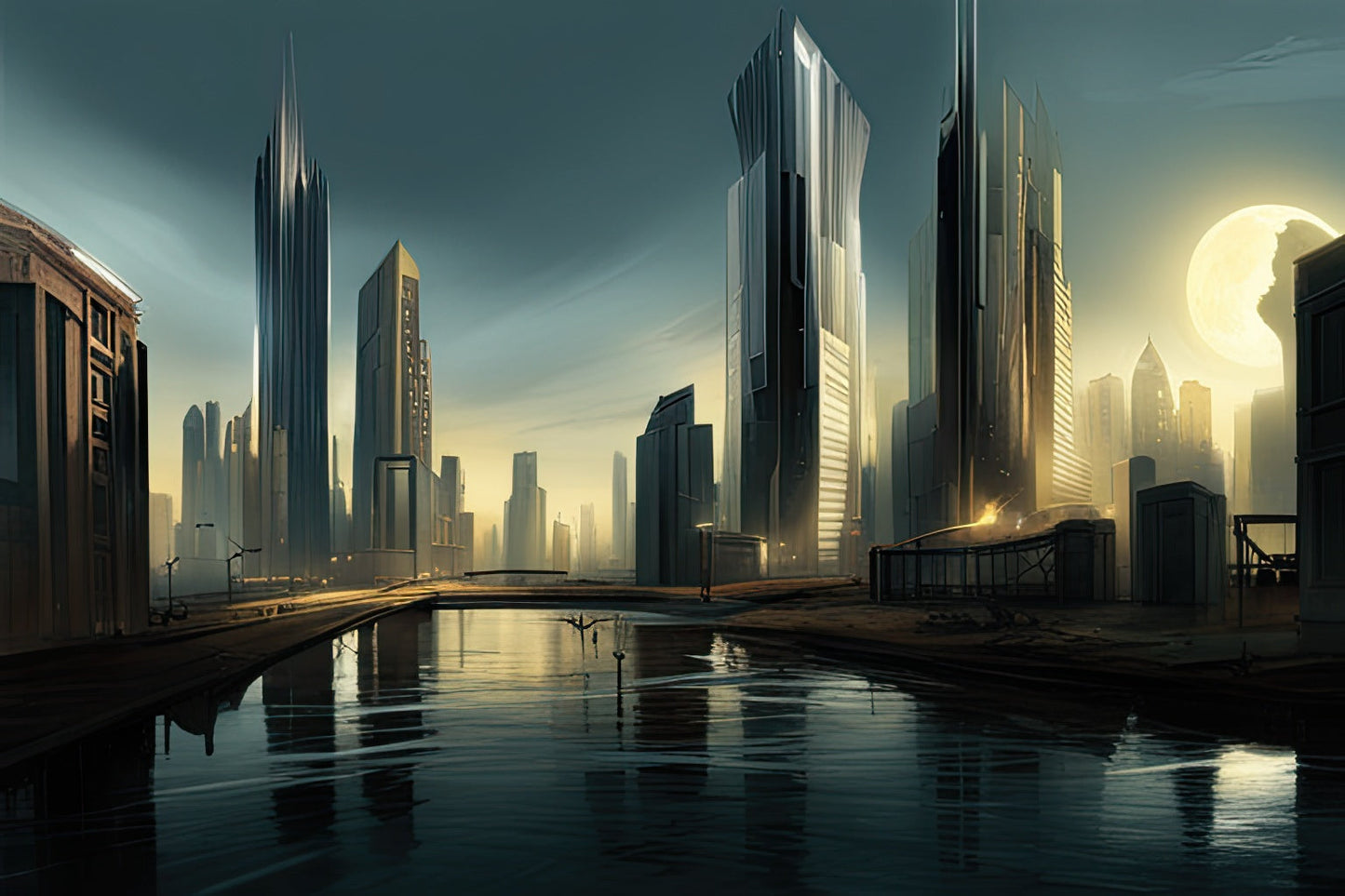 Dark Future City Digital Concept II Art Print