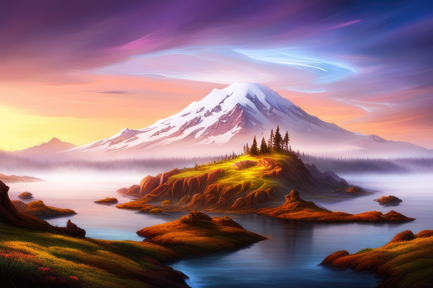 Mount Baker Scenic Landscape Digital Painting I Art Print