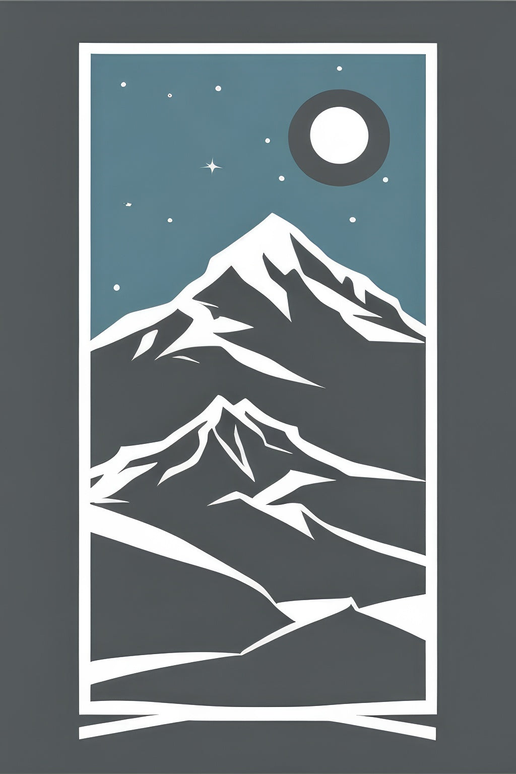Moonlit Mountain Illustration Art Print