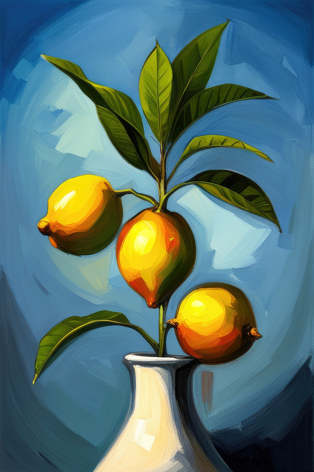 Lemons in A Vase Oil Painting Art Print